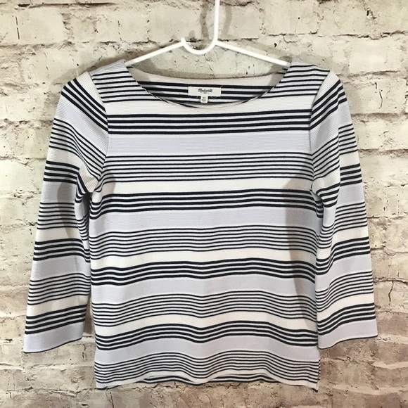 Madewell Gallerist Ponte Striped Top Blouse - Picture 2 of 7
